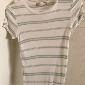 Scalloped Striped Crop Tee